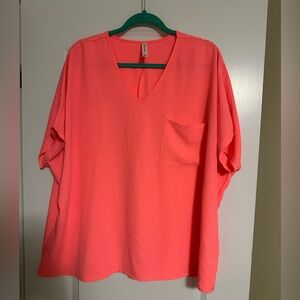Zenana Outfitters Coral V-Neck Blouse